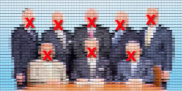 Leitende Körperschaft mit roten Pflastern auf dem Mund