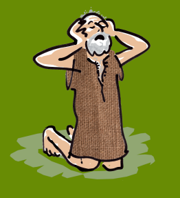 trauernder Israelit in Sacktuch