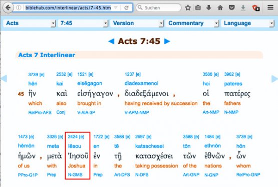 Griechischer Urtext von Apg. 7:45 zeigt: