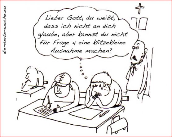 Atheist bittet Gott um Hilfe für Matheprüfung