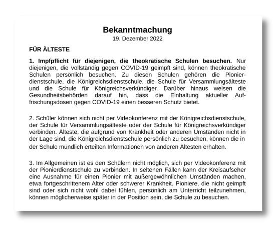 Brief an die Ältesten 19.12.2022