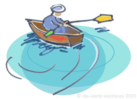 Ruderboot mit 2 unterschiedlichen Paddeln dreht im Kreis