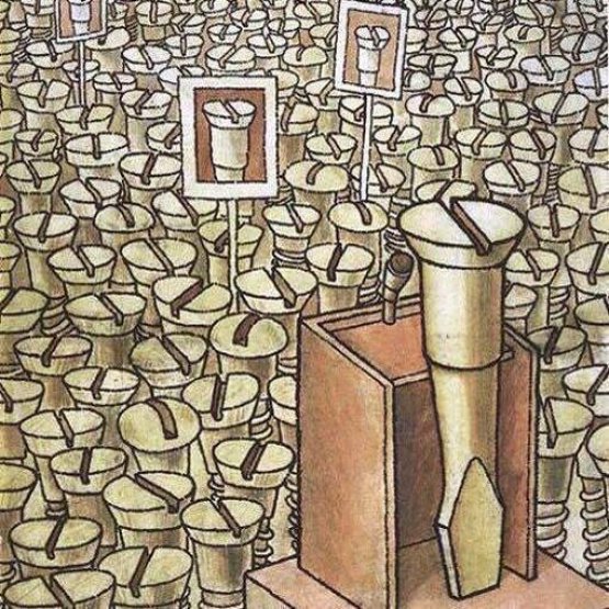 Manipulation: Schraubendreher hält einen Vortrag vor lauter Schrauben