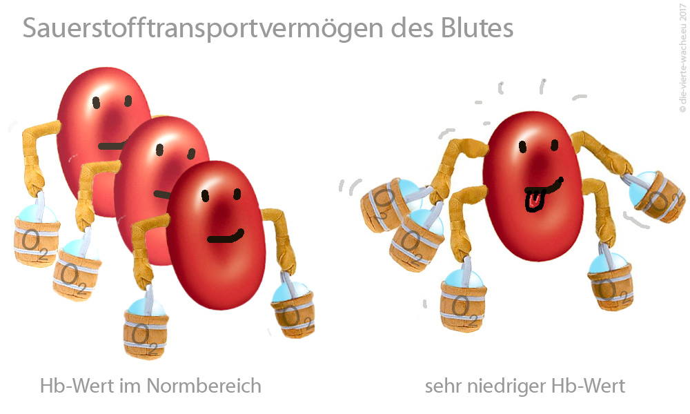 Starkes Blutkörperchen mit vielen Armen und Sauerstoffeimern