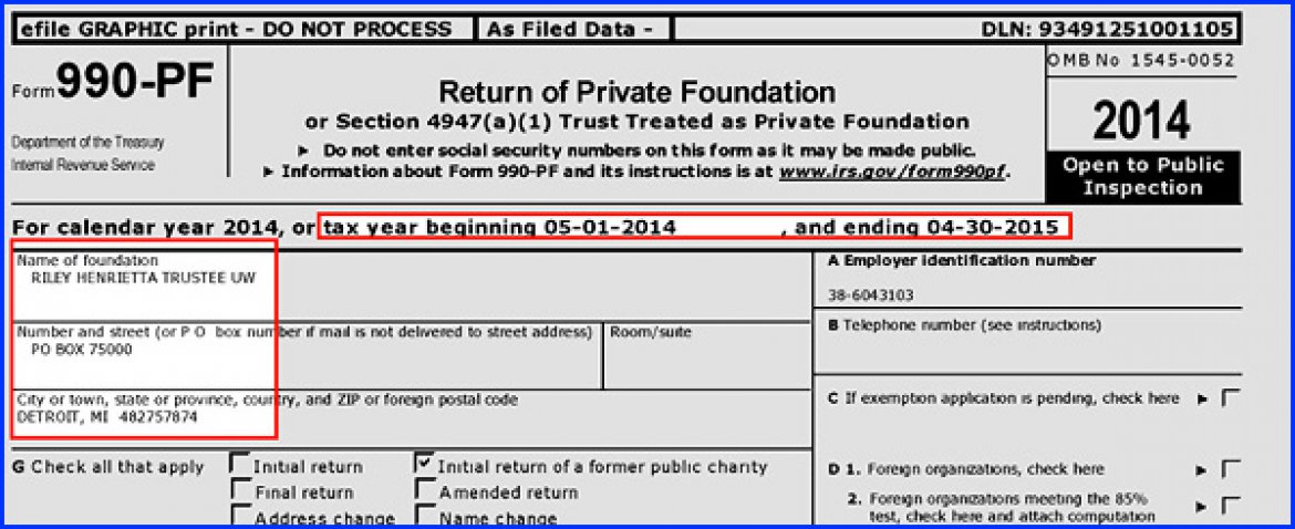 Formular 990 Seite 1