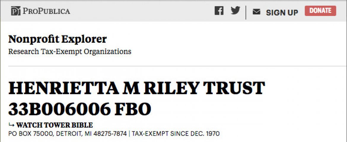 https://projects.propublica.org/nonprofits/organizations/386043103 HMR Trust auf der Website ProPublica.org